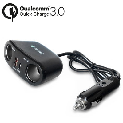 Ładowarka samochodowa z dwoma portami USB i dwoma gniazdami zapalniczki